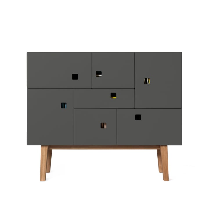 Credenza Peep C1 - grigio ardesia, retrò, struttura in rovere - Zweed