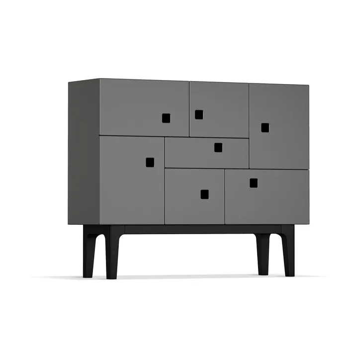 Credenza Peep C1 - grigio ardesia, struttura laccata in nero - Zweed