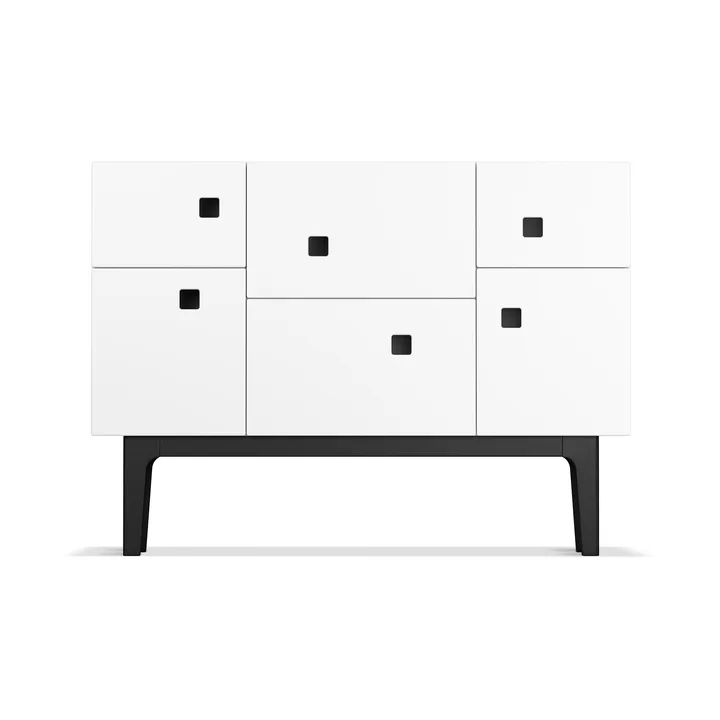 Credenza Peep C2 - bianco, laccato nero - Zweed