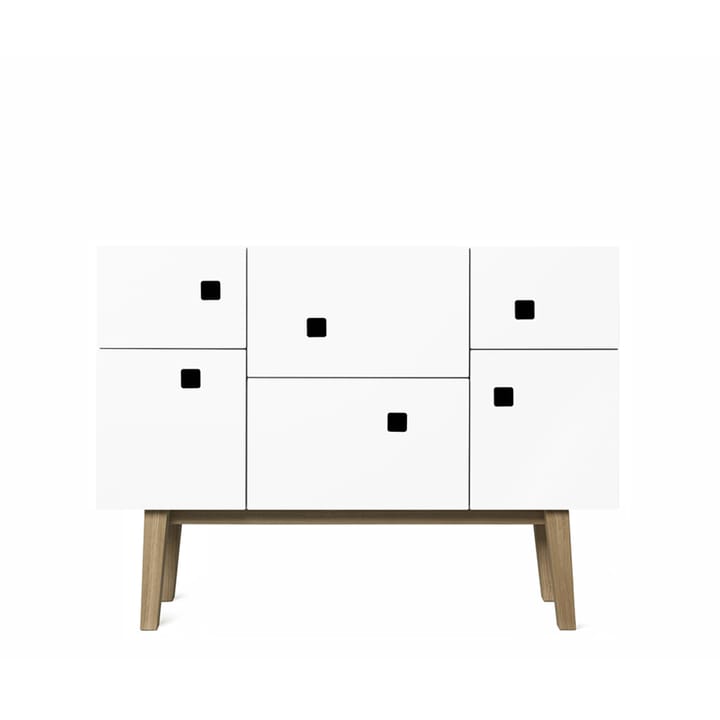 Credenza Peep C2 - bianco, retrò, gambe in rovere - Zweed