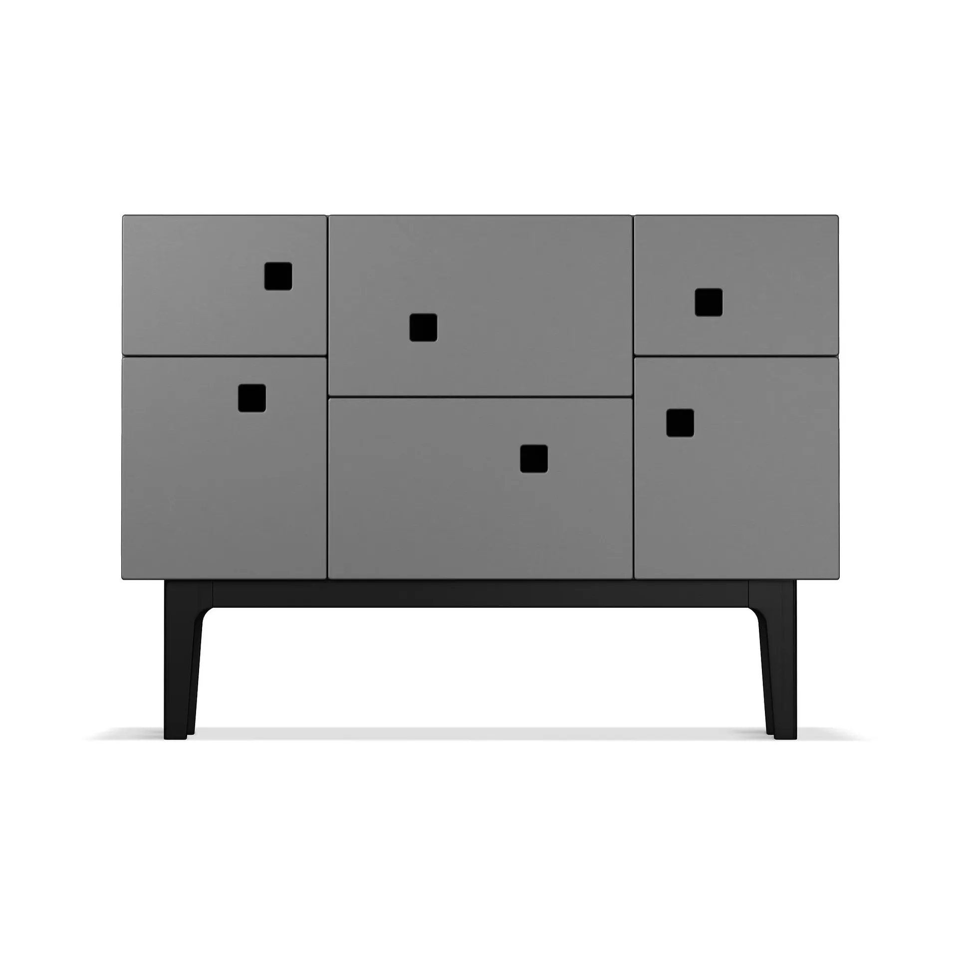 Credenza Peep C2, slate grey, laccato nero Zweed