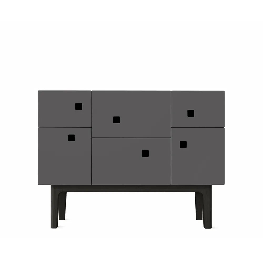 Credenza Peep C2, slate grey, laccato nero Zweed