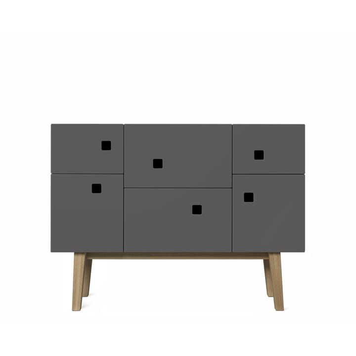 Credenza Peep C2 - slate grey, retrò, gambe in rovere - Zweed