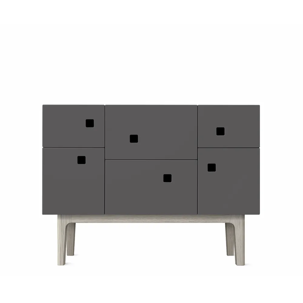 Credenza Peep C2, slate grey, rovere pigmentato bianco Zweed