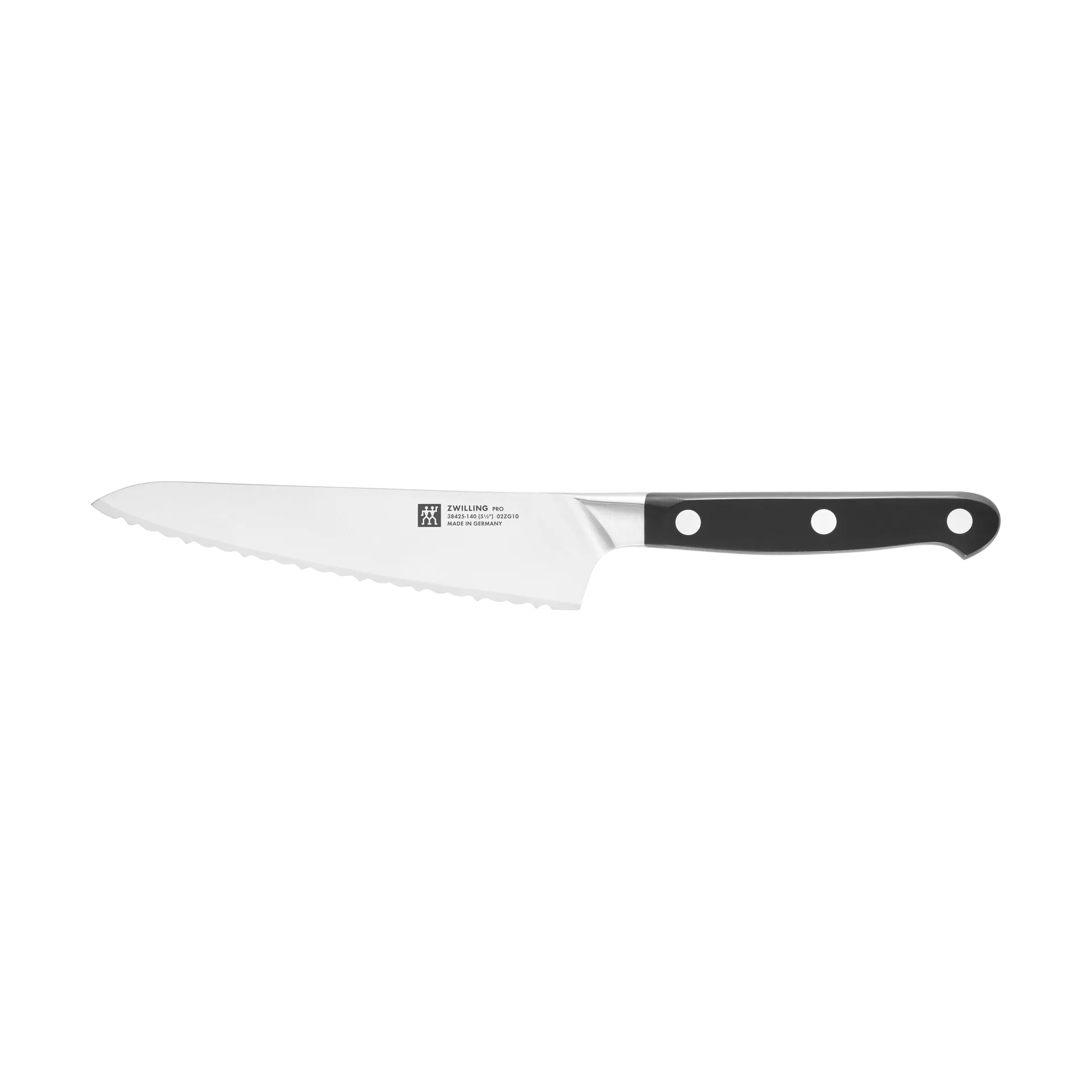 Coltello da chef compatto con lama seghettata 14 cm Zwilling Pro, Nero-acciaio inox Zwilling