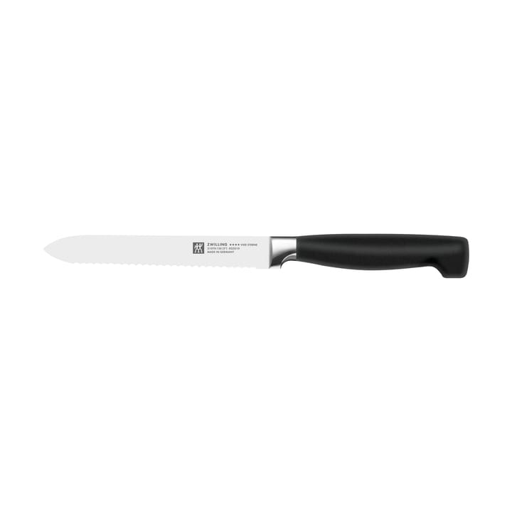 Coltello multiuso seghettato 13 cm Zwilling Four star  - Nero-acciaio inox - Zwilling