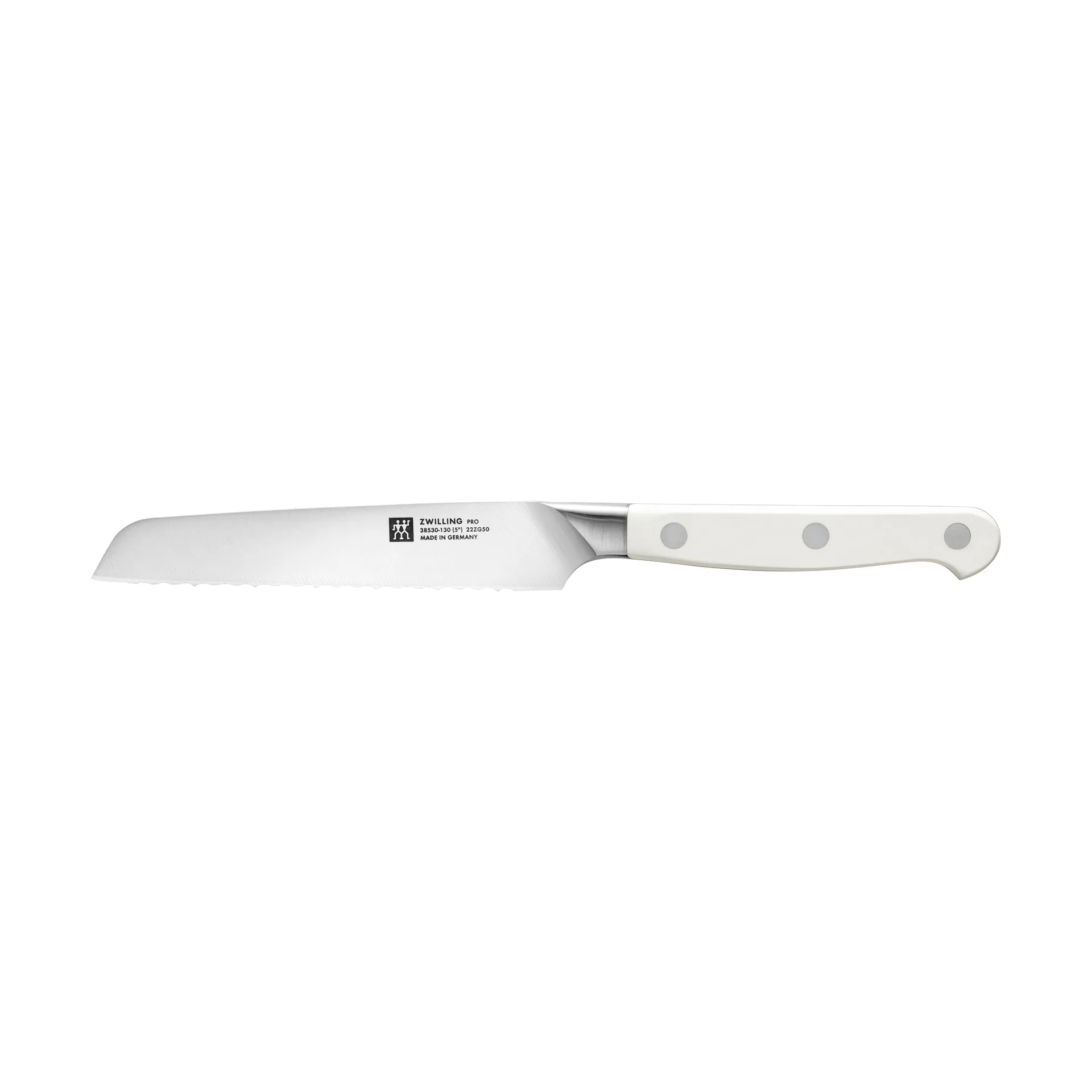 Coltello multiuso seghettato 13 cm Zwilling Pro le blanc, Bianco-acciaio inox Zwilling