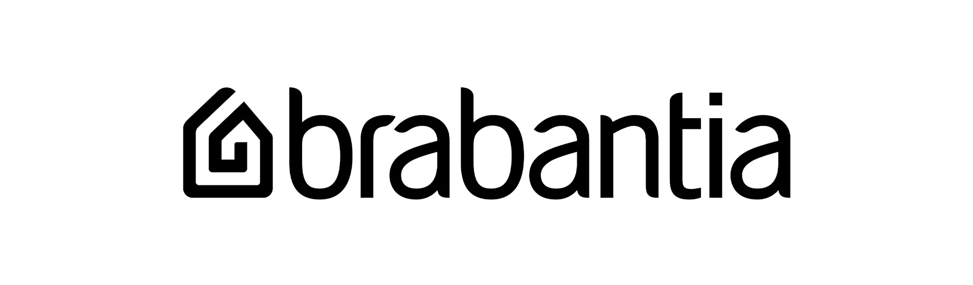 Logo Brabantia con un'icona di casa stilizzata e il nome del marchio in minuscolo.
