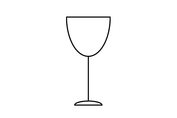 Contorno di un bicchiere da vino vuoto